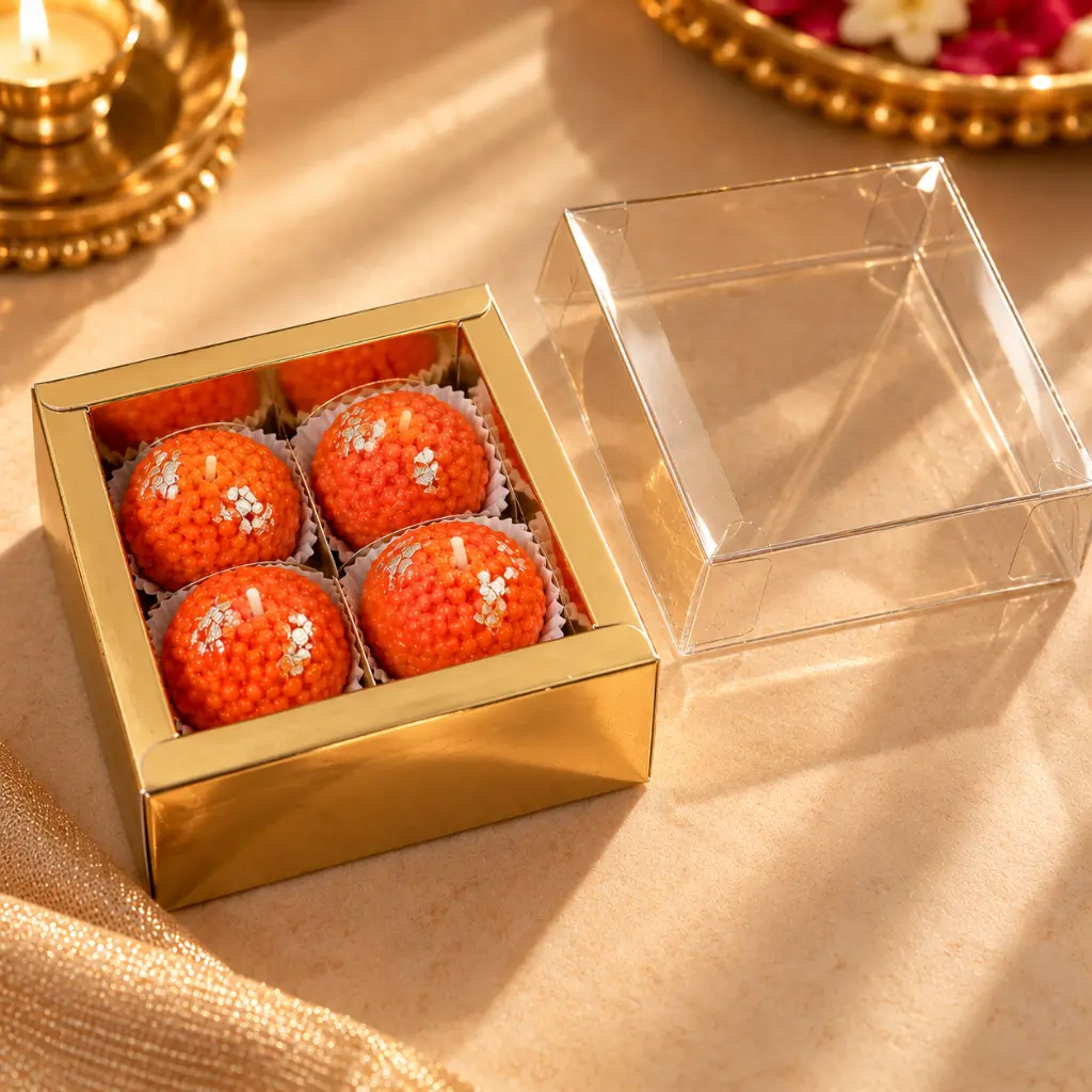 Golden Ladoo Gift Box with Clear Lid.webp