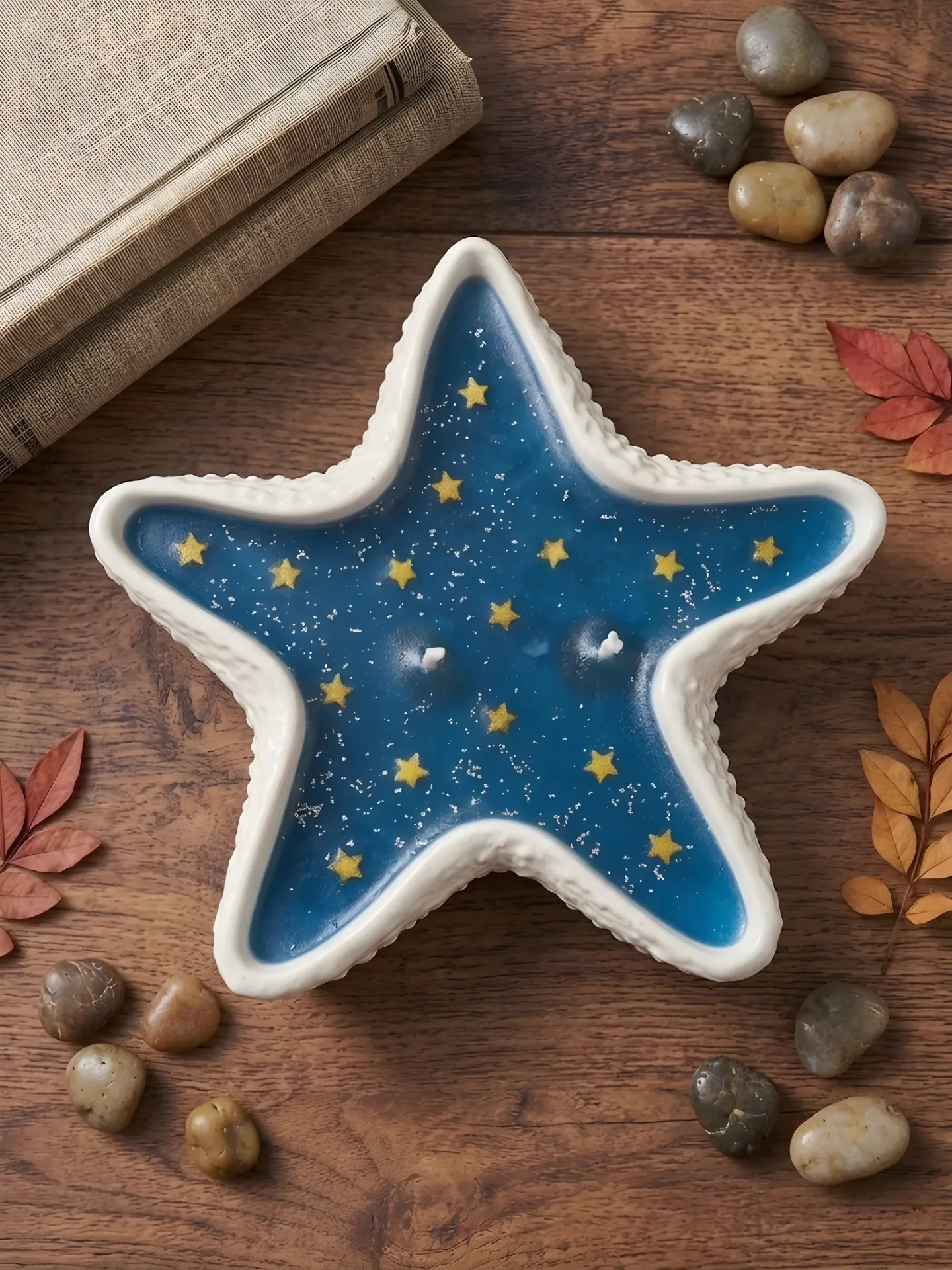 Galaxy Star Candle | Midnight Blue Star Candle with Celestial Gold Detailing