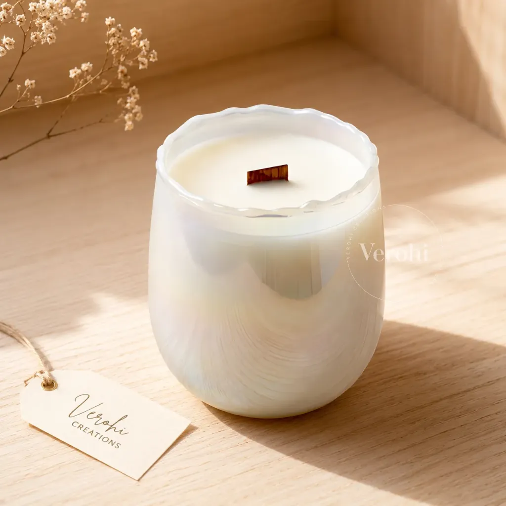 Luxe Rainbow Jar Candle | Iridescent Pastel Candle Jars with Wooden Wicks