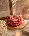 Crimson Bloom Large Peony Candle | Sculpted Peony Flower Candle in Crimson Petal Design