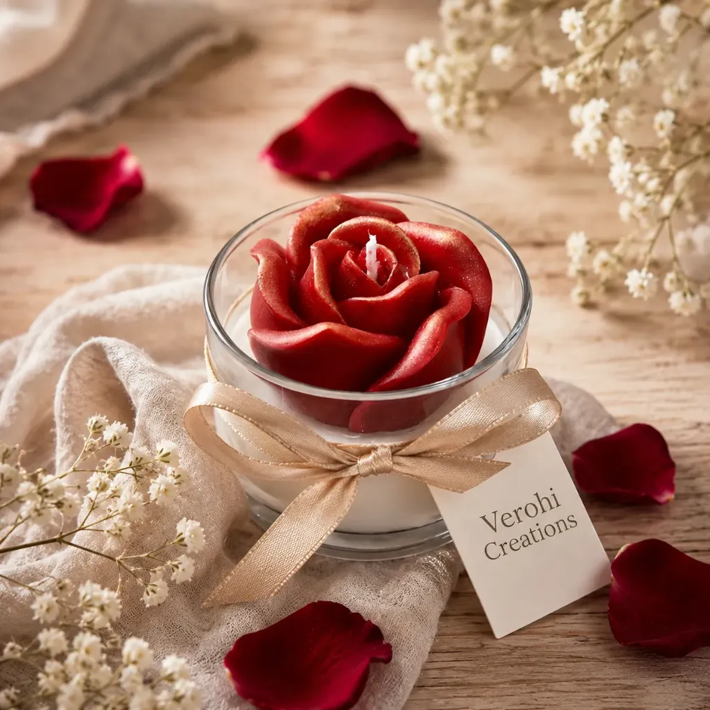 Scarlet Rose Bloom Candle Set (Set of 2)