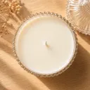 Floral Pearl Luxe Candle Jar | Pearl-Rim Floral Candle Bowl with Decorative Glass Lid