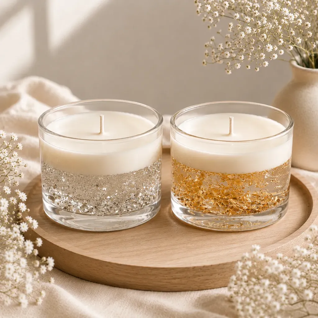 Crystal Glow Candles | Glass Candles with Floating Crystal Detailing