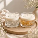 Crystal Glow Candles | Frosted Glass Candles with Floating Crystal Detailing