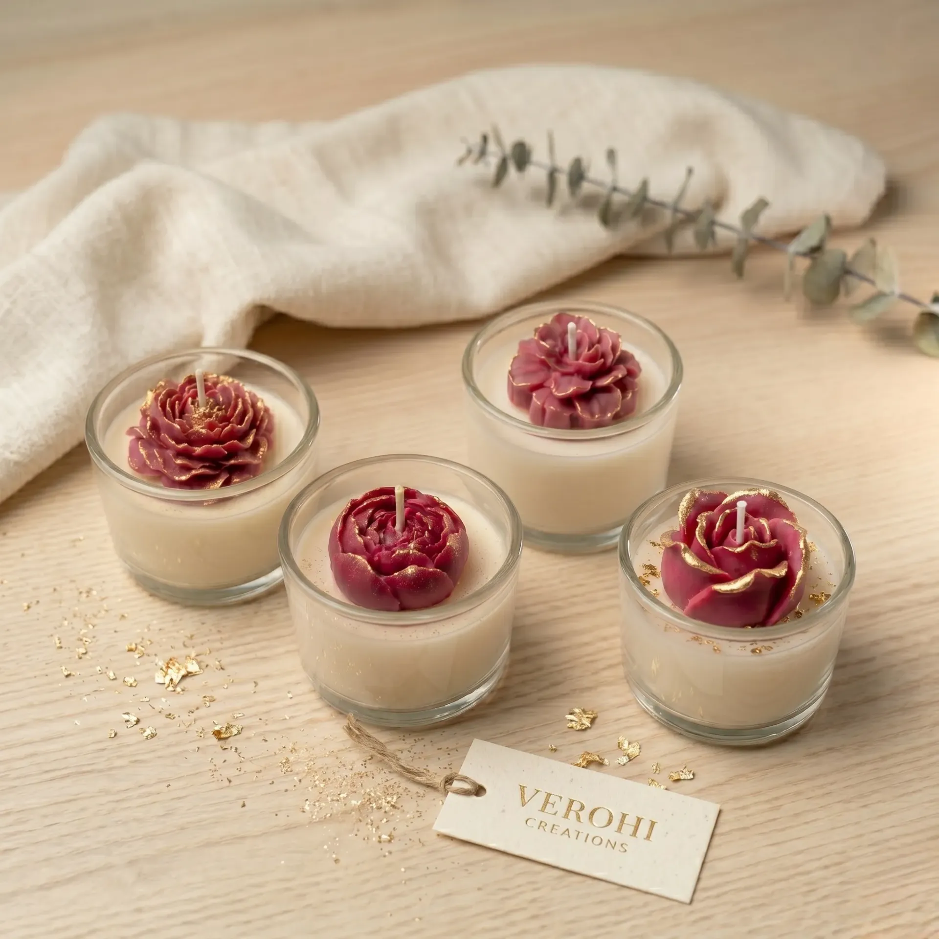 Floral Candle Gift Set | Rose Bloom Mini Candle Collection in Glass Jars
