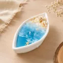 Coastal Wave Boat Candle | Ocean Wave Candle Bowl with Seashell & Starfish Detailing