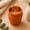 Big Kulhad Chai Candle | Terracotta Chai Cup Candle with Biscuit-Inspired Wax Design