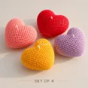 Checkered Heart Candle Set | Textured Heart-Shaped Candle Set in Pastel & Crimson Tones