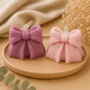 Luxe Bow Candle Set | Ribbon Bow Candle Duo in Blush & Mauve Tones | Set of 2