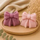 Luxe Bow Candle Set | Sculpted Ribbon Bow Candle Duo in Blush & Mauve Tones