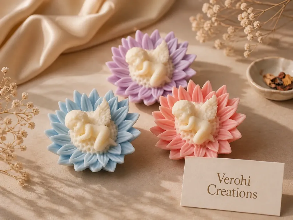 Angel Bloom Candle Set | Handcrafted Floral Cherub Candle Collection