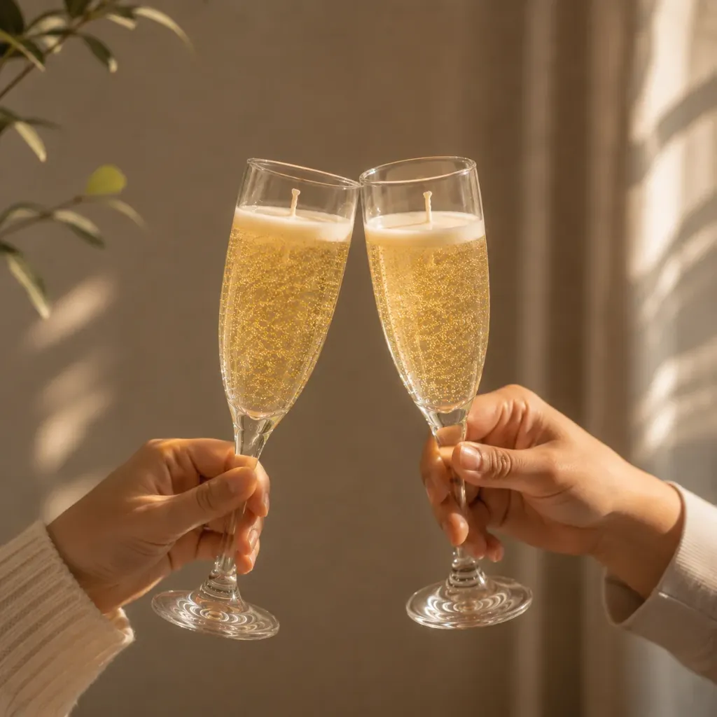 Golden Champagne Candle | Handcrafted Celebration-Inspired Decorative Candle