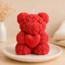Big Heart Teddy Candle | Rose-Textured Bear Candle