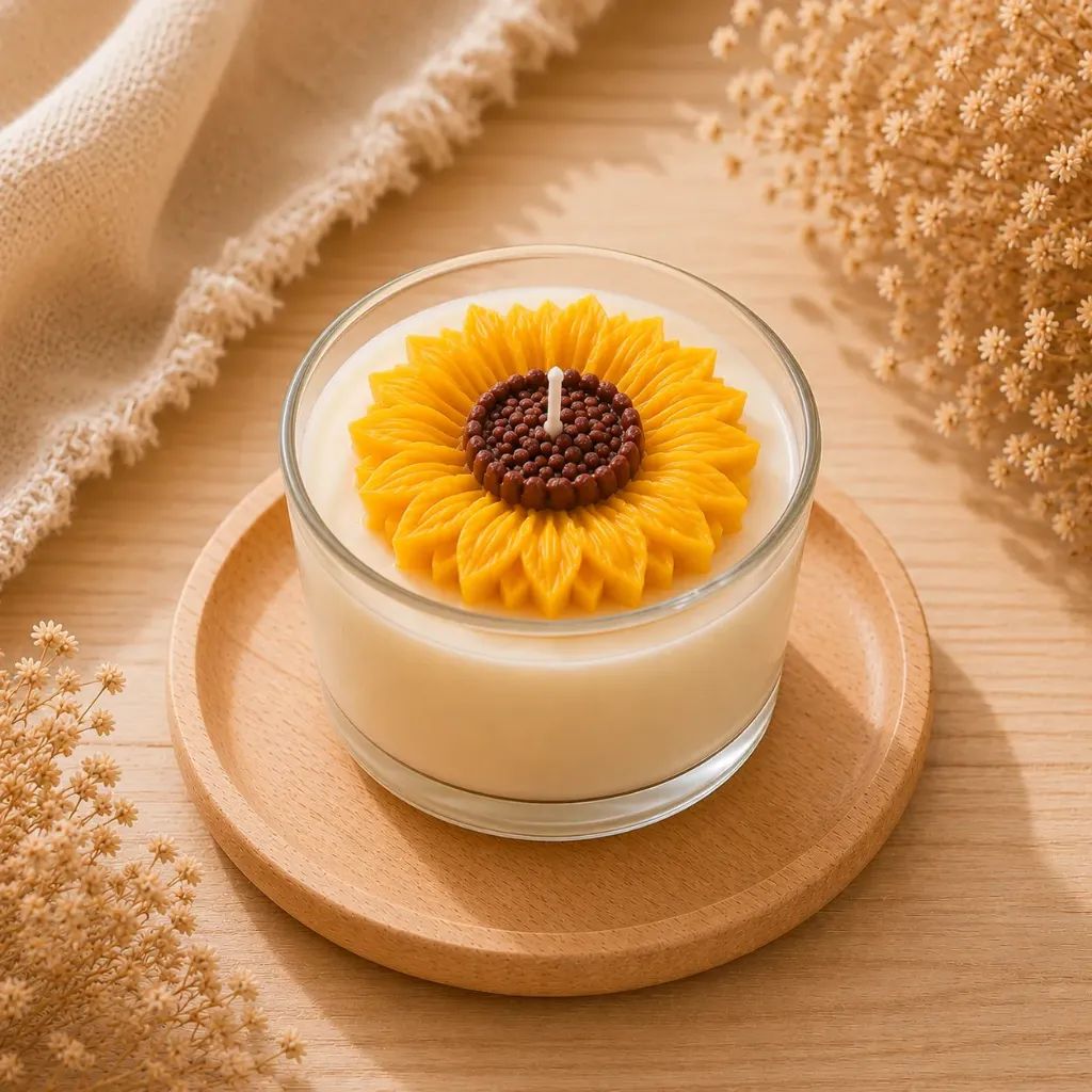Sunflower Jar Candle | Handmade Floral Scented Candle for Home Décor