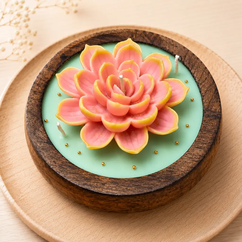 5" Lotus Bloom Wooden Urli | Floating on Tranquil Waters (Pond Green 🌿)