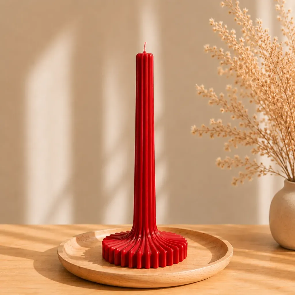 Luxe Pillar Candle | Sculpted Tall Pillar Candle with Ribbed Design