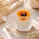Sunflower Crystal Jar Candle | Handcrafted Floral Soy Wax Candle