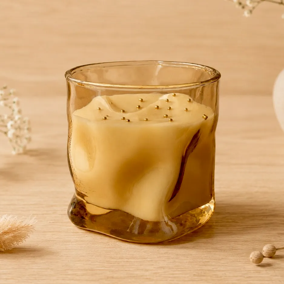 Amber Distorted  Luxury Glass Candle | Handcrafted Unique Jar Scented Candle