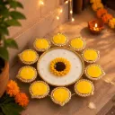 10" Sunflower Radiance Metal Urli Candle |