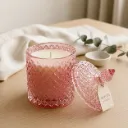 Plumeria Luxe Diamond Cut Glass Candle With Lid