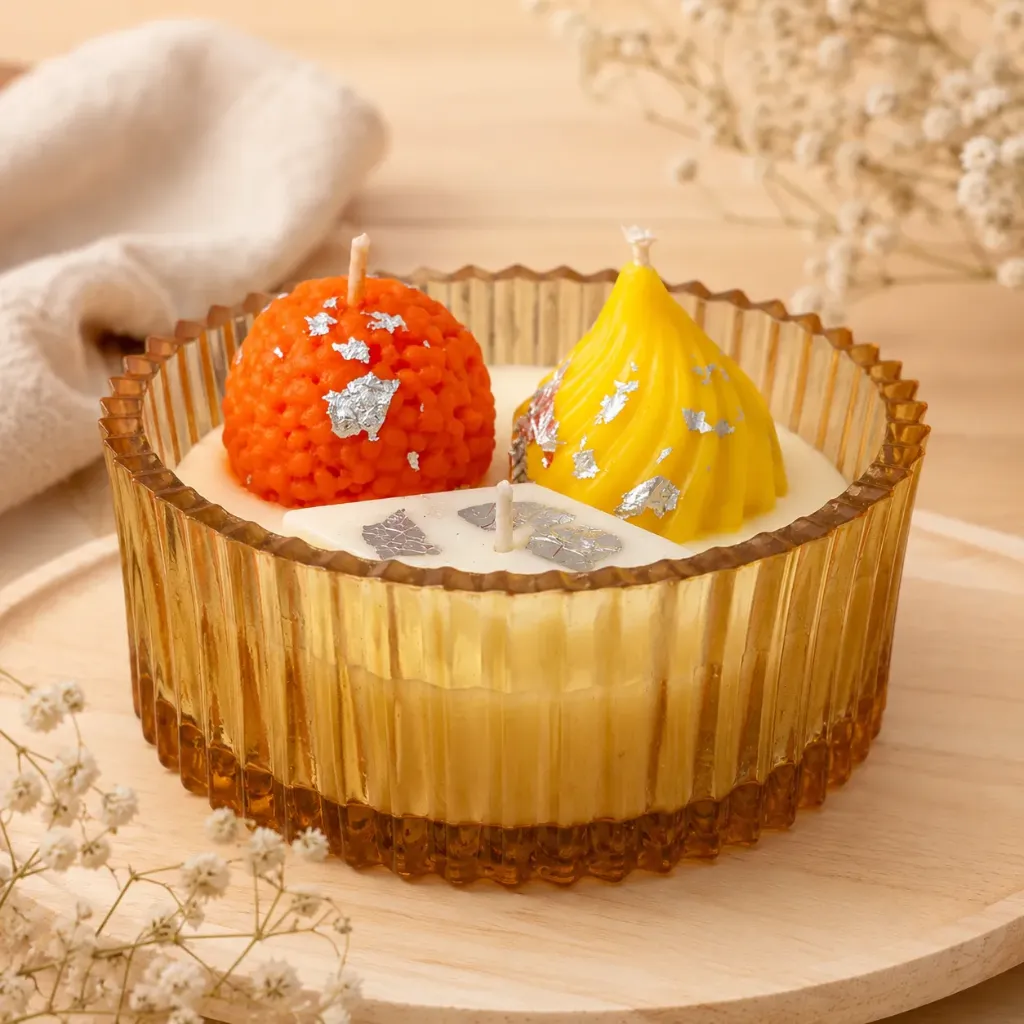 Festive Trio Dessert | 4" Glass Bowl Candle