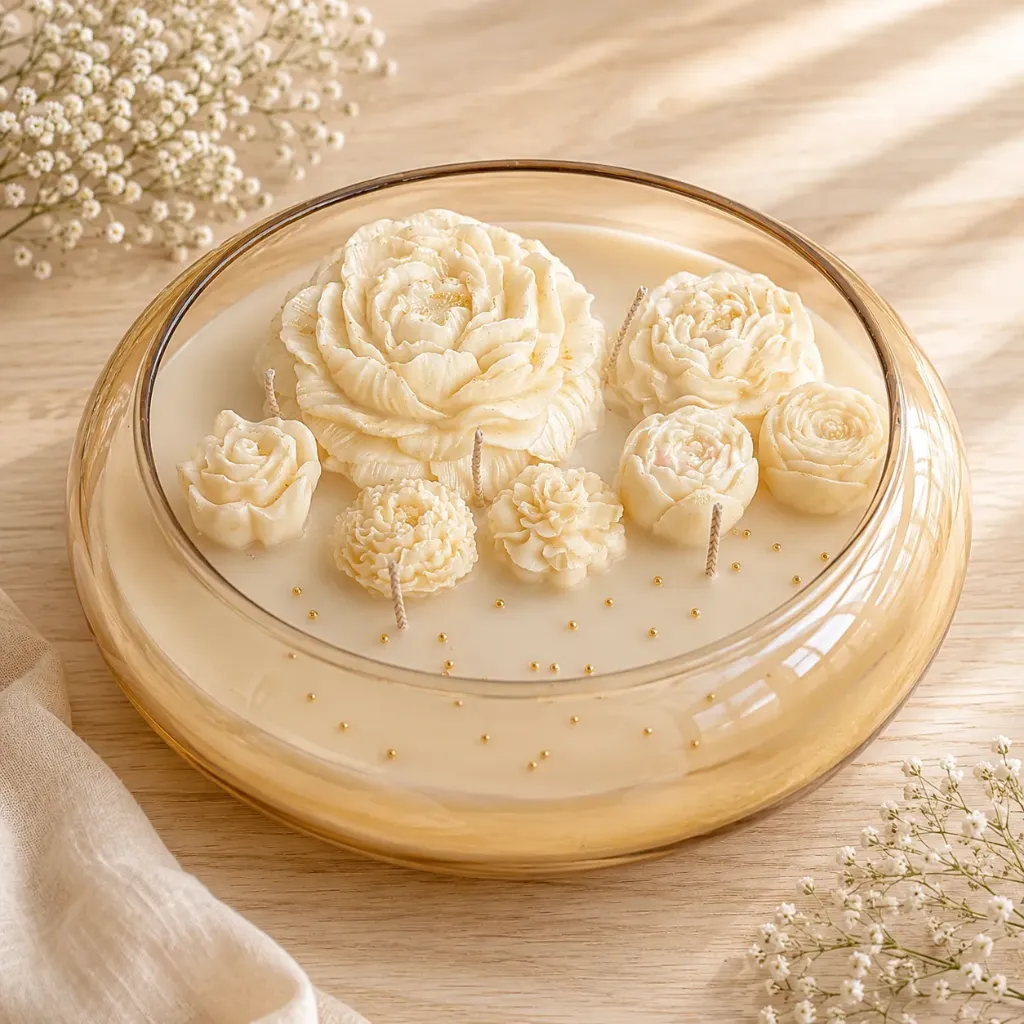 Ivory Blossom Symphony | 8" Glass Urli Candle