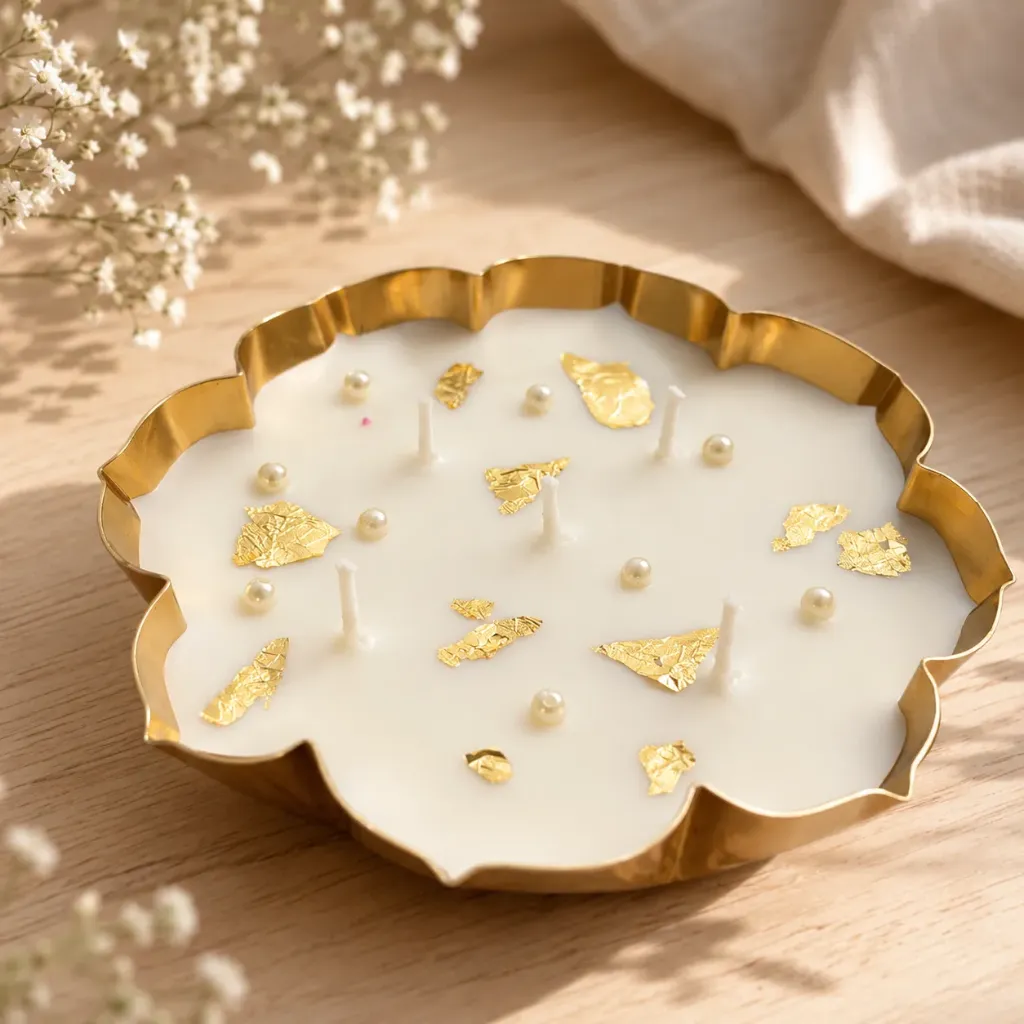 Gold Leaf | 5.5" Metal Urli Candle