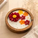 Daisy Blossom | 5.5" Luxe Flat Wooden Bowl Candle