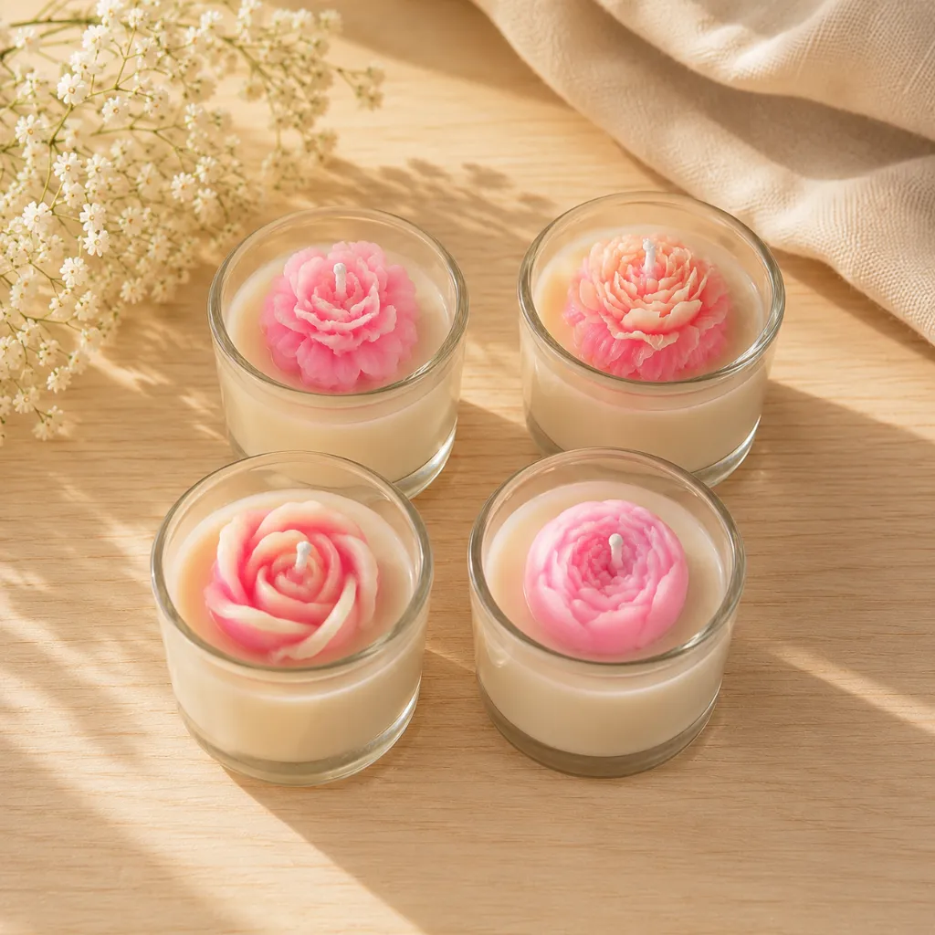 Floral Tealight Candle Gift Set (Pack of 4)