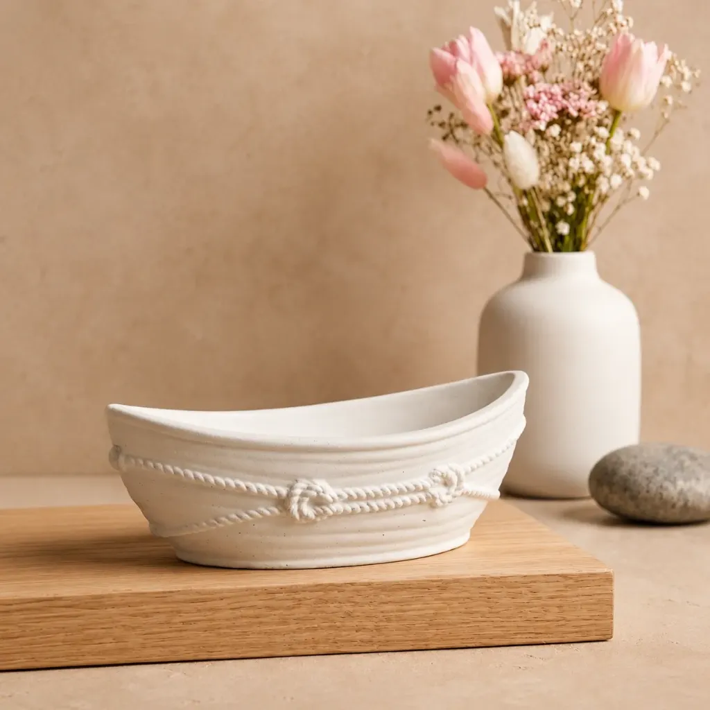 Concrete Boat Tray | Minimalist Boat-Shaped Concrete Jewelry & Decor Tray (Single)