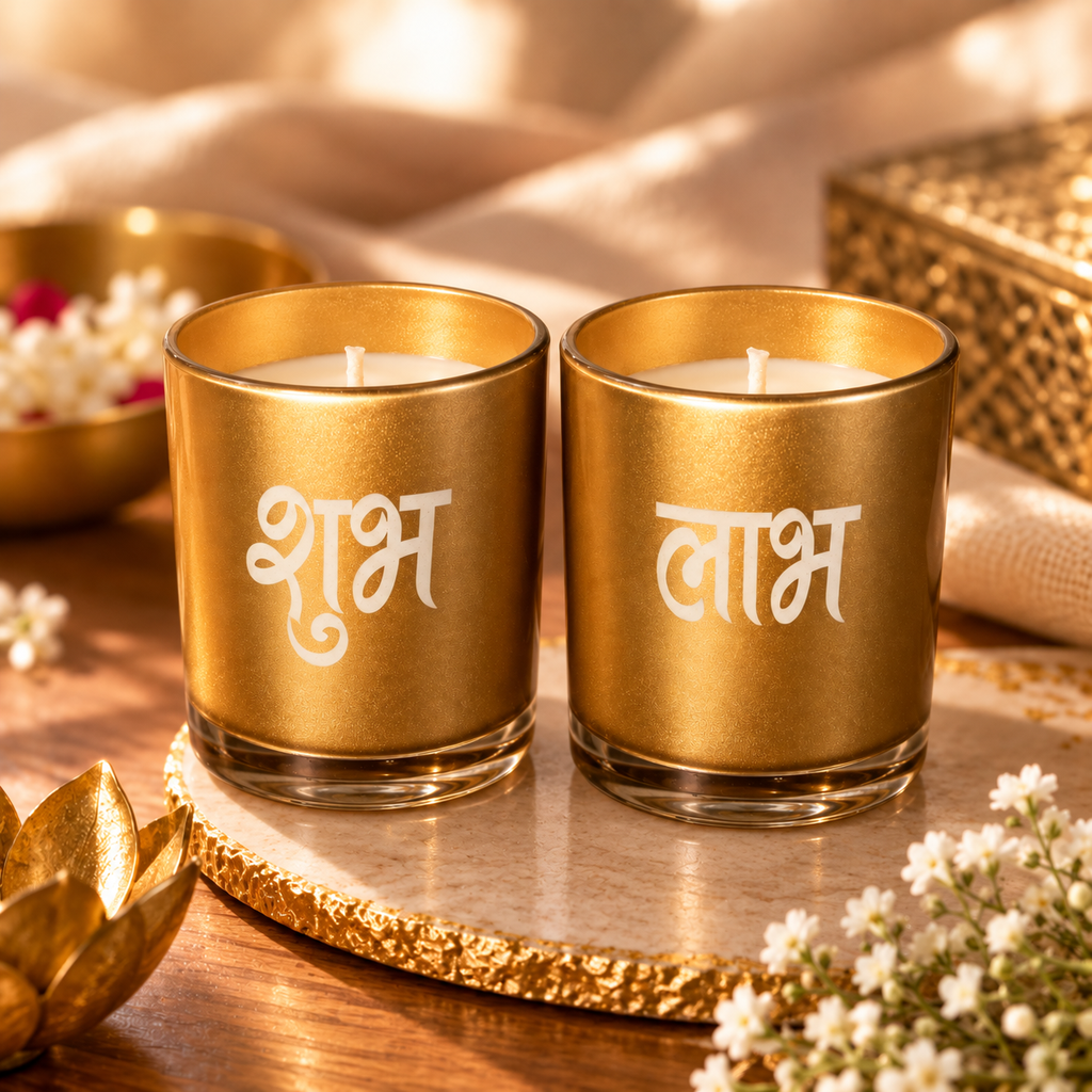 Shubh-Laabh Glass Candle Set