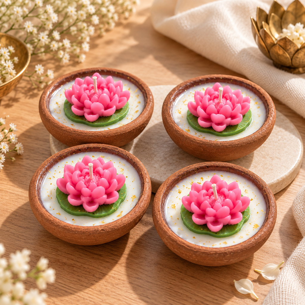 Lotus Glow Terracotta Candle Set