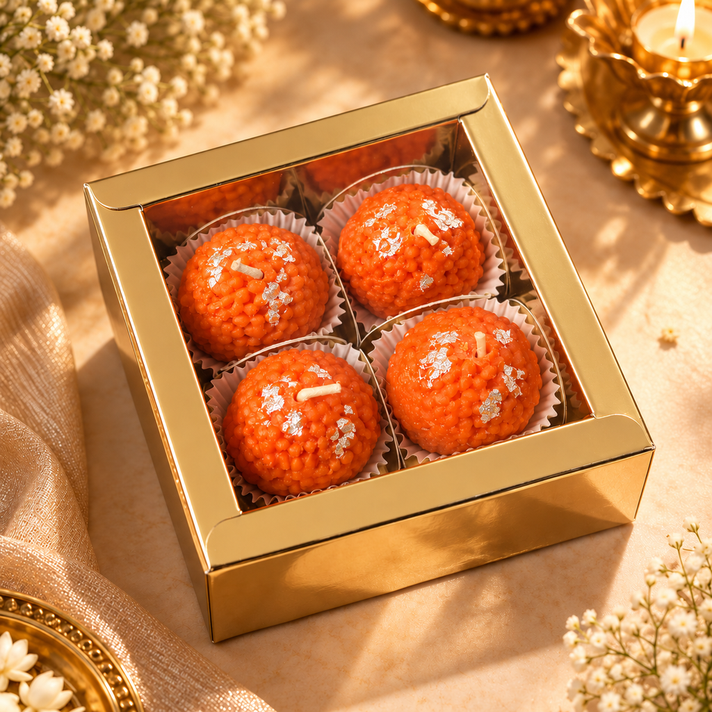 Golden Ladoo Candle Box | Festive Gifting Set