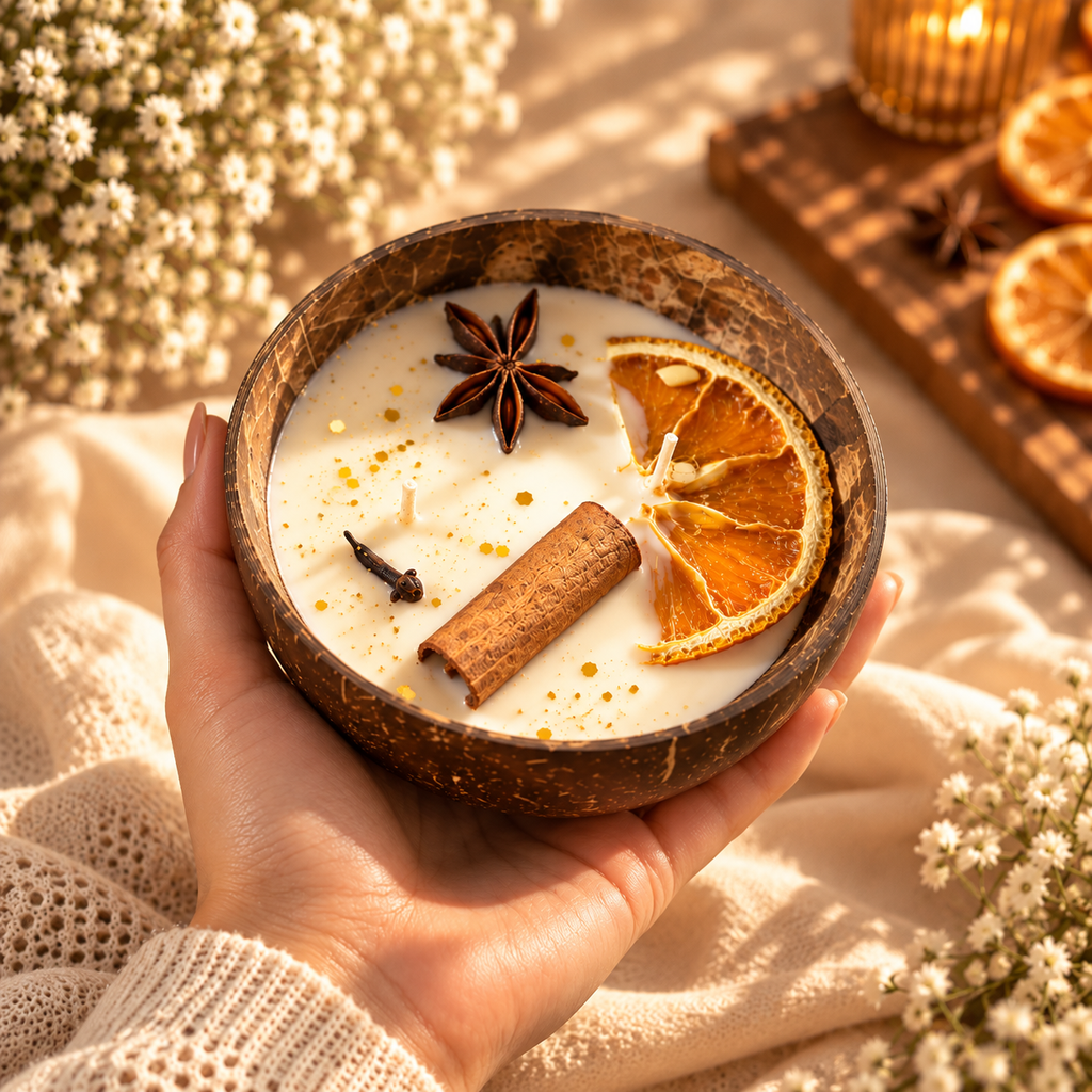 Spiced Coconut Shell Candle | Set of 2 | With Gift Box