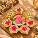 Verohi Golden Peacock Urli Candle | Luxury Floral Diya Centrepiece