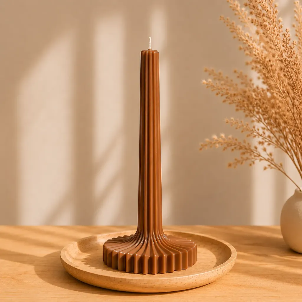 Luxe Pillar Candle | Sculpted Tall Pillar Candle with Ribbed Design